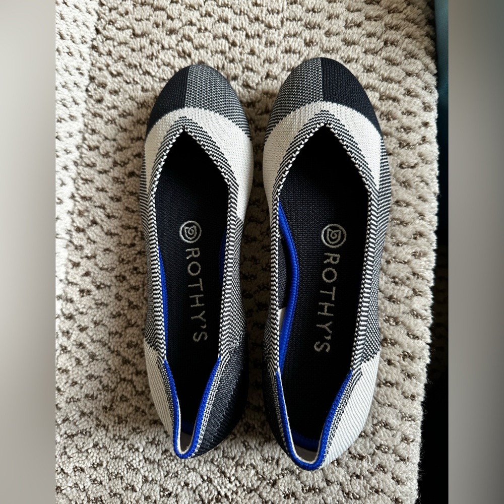 🤍🖤NEW Rothy’s Black & White Checked Ballet Flats 🖤🤍